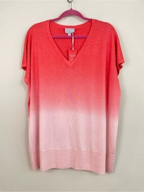 PURE Collection Silk-Cashmere Blend V-Neck Ombre Tunic Vest Top NWT Size M
